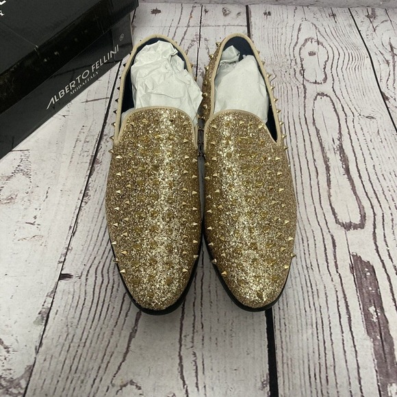 Alberto Fellini Shoes Mens Size 11‎ Gold Loafers Sparko Fashion Spiked Dressy main image 7